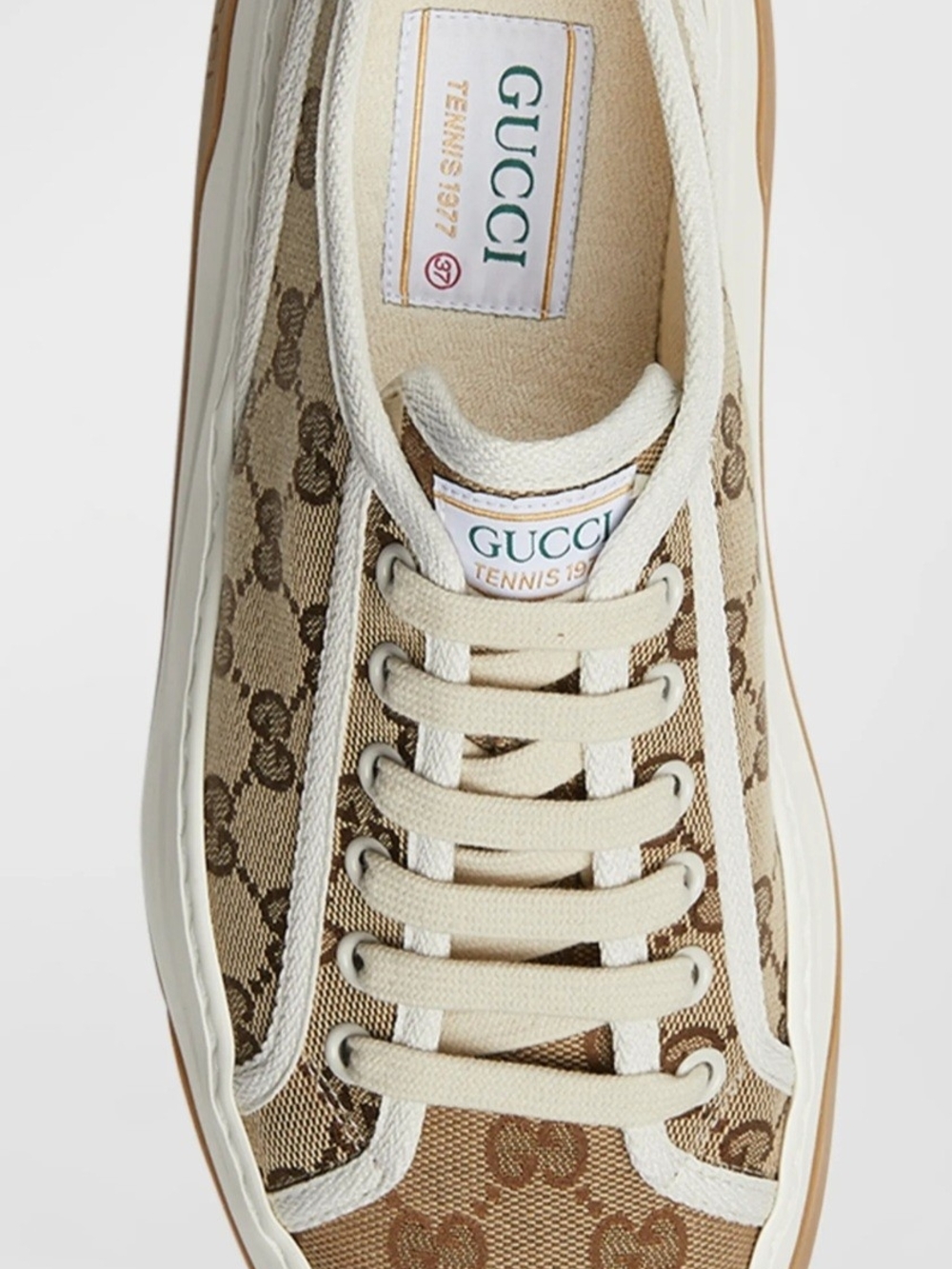 Gucci Women's Beige GG Canvas Platform Tennis Sneaker
